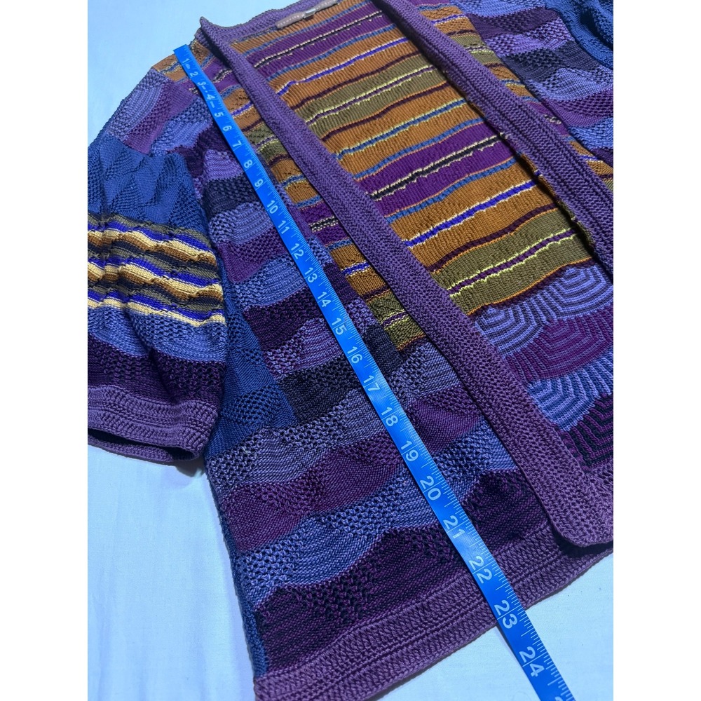 RARE Peruvian Connection Pima Cotton Grandpacore Knit Patchwork Cardigan - Picture 7 of 7